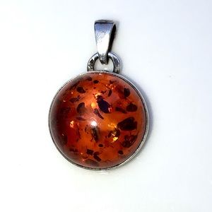 Amber and Silver Pendant